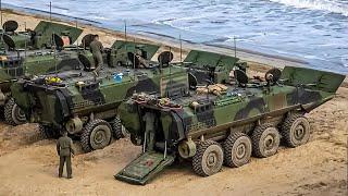 US Marines Testing New Amphibious Combat Vehicles (ACV) in Massive Waves