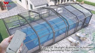 Automatic Electric Skylight Retractable Swimming Pool Glass Cover Enclosure