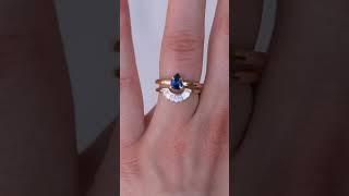 Montana sapphire solitaire ring with amatching diamond wedding band #albrechtjewelry  #ring