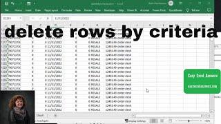 Delete rows by criteria in Excel