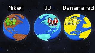 JJ Family vs Mikey Family vs Banana Kid Family PLANETS BATTLE in Minecraft! (JJ and Mikey TV)