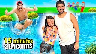 15 MINUTOS SEM CORTE JUNTO COM VOCÊS!*Joguei meu pai na piscina?