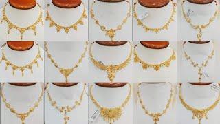 Light weight gold necklace design with weight and price//Simple gold necklace design