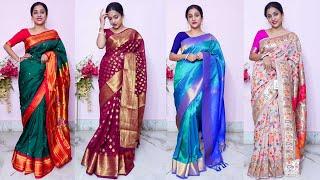 Amazon partywear saree haul | silk saree | Kanjivarm saree | khadi banarasi saree | #saree | #amazon