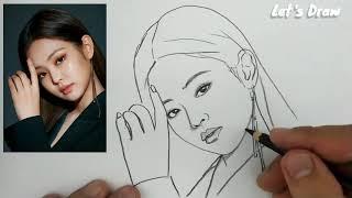 VERY EASY ,real time drawing jennie blackpink  kpop girlband from  south korea