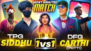 LEGEND VS LEGEND - TPG SIDHU VS DFGxCARTHI ( POTTI )1 VS 1 FREE FIRE  IN TELUGU #dfg #tpgsidhu