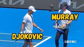 Novak Djokovic Practice Under the Careful Eye of Andy Murray