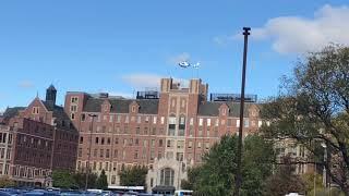 Helicopter landing on Baystate Medical Center in Springfield, Massachusetts