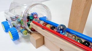 Marble Run Race  HABA Slope & Retro Makita Truck 5