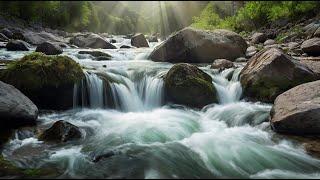 Gentle Piano Music with Waterfall & Bird Chiming Sounds to Relaxing & Healing Your Mind, Body & Soul