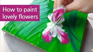 (517) Lovely flowers | with sealing wrap | Fluid Acrylic Pouring for beginners | Designer Gemma77