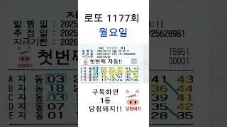 로또 1177회 월요일 자동분석!! #당첨돼지