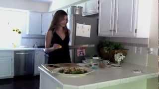 Marina Making Grilled Stone Fruit, Shrimp, and Wheatberry Salad