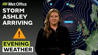 19/10/24 – Storm Ashley arrives – Evening Weather Forecast UK – Met Office Weather