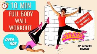 10 MIN CHALLENGING WALL WORKOUT – BODYWEIGHT POWER TRAINING FOR WOMEN (no equipment, no repeat)