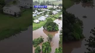 Drone footage captures town flooded after heavy rainfall | #shorts