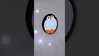 Penguin Painting On Beach Pebble. #penguin #shortsvideo #painting #artist