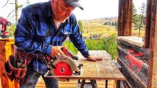 Reclaimed Wood & Live Edge in an Outdoor Kitchen. Off Grid Build #16