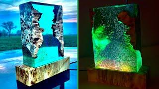 Amazing Night Lamp With Burl Wood And Resin | Resin Art