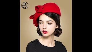 Fs elegant wool fascinators fedora women red church hats white black wedding ladies hat felt bow