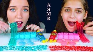 ASMR PINK FOOD VS BLUE FOOD (NERDS ROPE, JELLY NOODLES, UFO WAFERS, PEEPS, JUICY DROP POP) 먹방