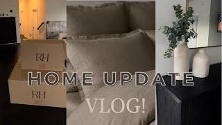 HOUSE TO HOME -  HOME UPDATE :  NEW MODERN LIGHT FIXTURE | RH DELIVERY | MODERN BEDROOM DECOR