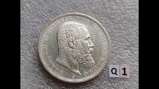 WUERTTEMBERG SILVER. 5 mark 1913 (Q1)