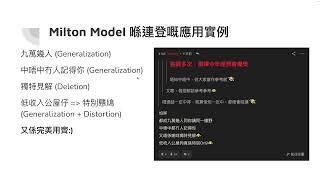 NLP - 米爾頓模式 Milton Model (催眠語言)