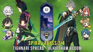 C1 Tighnari Spread and C0 Alhaitham Bloom - Genshin Impact Abyss 3.4 - Floor 12 9 Stars