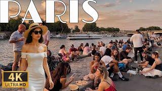 [Paris France 4K 120FPS Walking Tour] Paris Hot Summer Night Walk 20/JUNE/2025