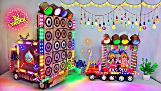 DIY Mini Dj Navratri Durga Pooja Gauri Ganesh Big Dj Truck Light Decoration gadi wala dj, Chhota dj