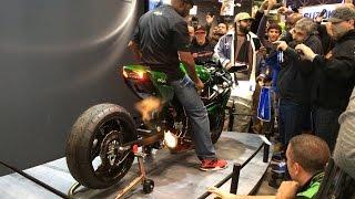 Rickey Gadson Starting His Kawasaki Ninja H2 Drag Bike