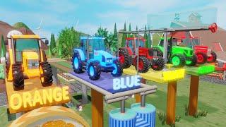 Tractors Painting that is or wooden Bridges to New Colors - Learn Colors with Vehicles and Tractors