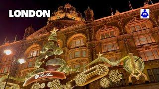 2024 London Walk  CHRISTMAS LIGHTS Harrods Knightsbridge to Belgravia| Central London Walking Tour