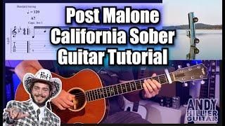 How to play Post Malone - California Sober Guitar Tutorial Lesson