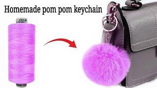 DIY Homemade pom pom keychain  | how to make pom pom keychain | homemade keychain |pom pom keychain