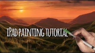 HOW TO PAINT SUNSET OVER ROLLING HILLS - iPad Pro + Apple Pencil painting tutorial