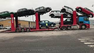 Loading 11 mini’s, car transporter, Oxford mini plant, uk trucking