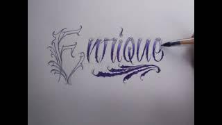 Time lapse diseño lettering nombre estilo tatuaje "Enrique" (Design lettering tattoo)