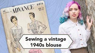 Sewing a vintage 1940s dark academia inspired blouse | Vintage sewing project + sew with me