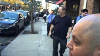 LEGENDARY MEGA HOLLYWOOD PRODUCER HARVEY WEINSTEIN SCHMOOZING WITH ME WHILE WALKING ALONG IN NYC.