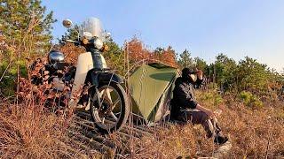 Camping on the mountain overnight with a 110cc motorcycle