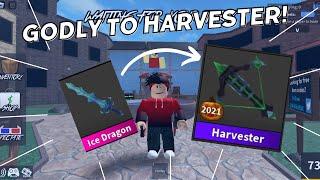 GODLY TO HARVESTER!!! part1 (MM2 TRADING CHALLANGE)