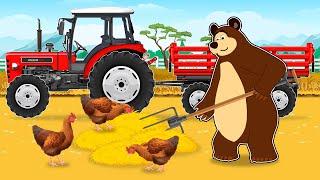 Hardworking farmer and Straw for Dairy Cows - The Bear Farm Life | Funny Vehicle Farm