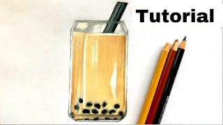 How To Draw Boba Tea | Color Pencil Tutorial