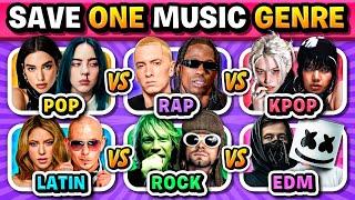 POP vs RAP vs KPOP vs LATIN vs ROCK vs EDM: Save One Song  Music Quiz