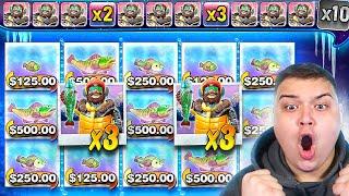 ALMOST 10X STAGE On NEW BIGGER BASS BLIZZARD CHRISTMAS CATCH SLOT!!