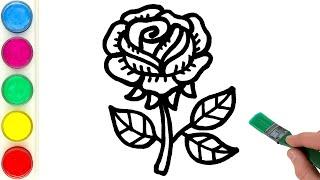 Beautiful Rose Flower Picture Drawing, Painting, Coloring for Kids and Toddlers