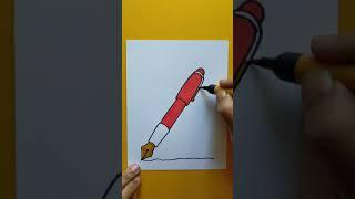 How To Draw A Fountain Pen Easy | Fountain Pen Step By Step Drawings | Easy drawing idea #shorts