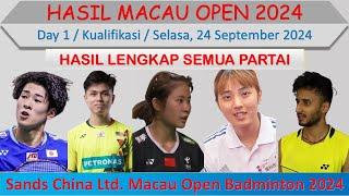 Hasil Macau Open 2024 Hari Ini │ Day 1 / Kualifikasi │